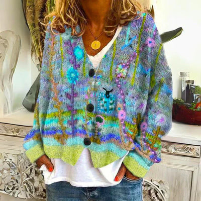 Floral Knit Cardigan | Button-Up