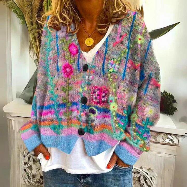 Floral Knit Cardigan | Button-Up