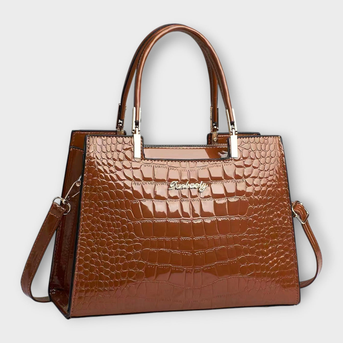 Claire™ | Glossy Crocodile Leather Handbag