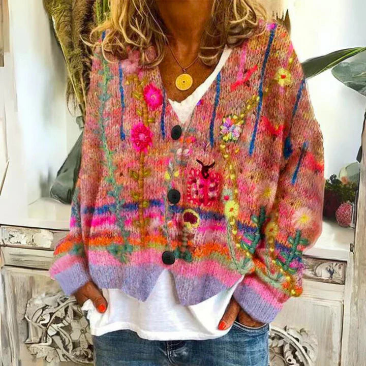 Floral Knit Cardigan | Button-Up