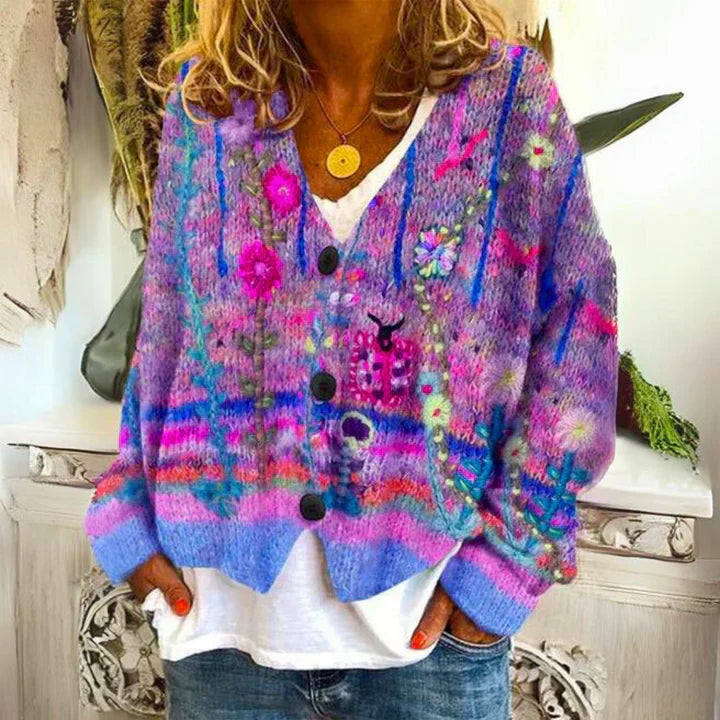 Floral Knit Cardigan | Button-Up