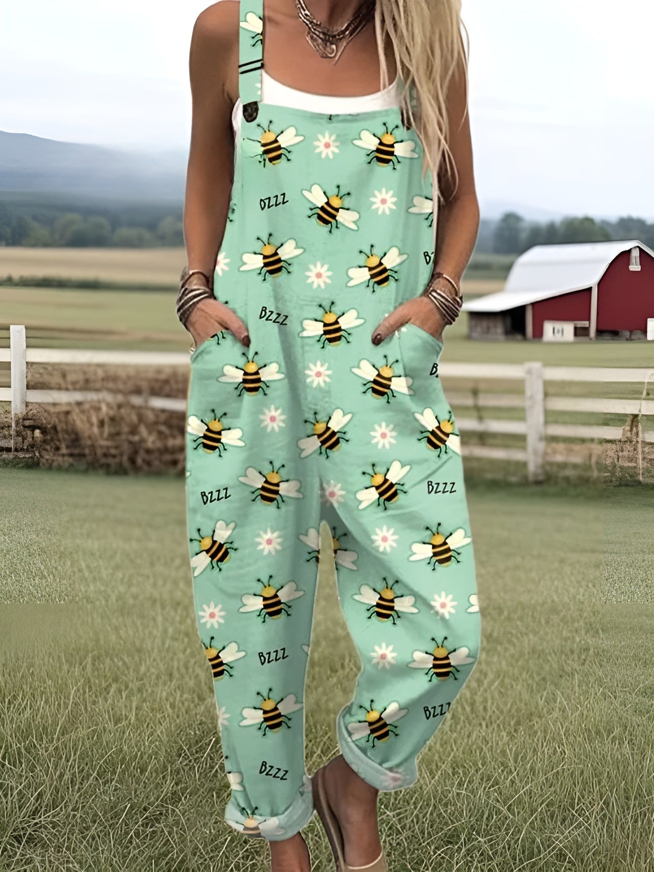 Chloe | Bee and Floral Print Jumpsuit