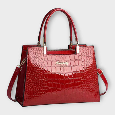 Claire™ | Glossy Crocodile Leather Handbag