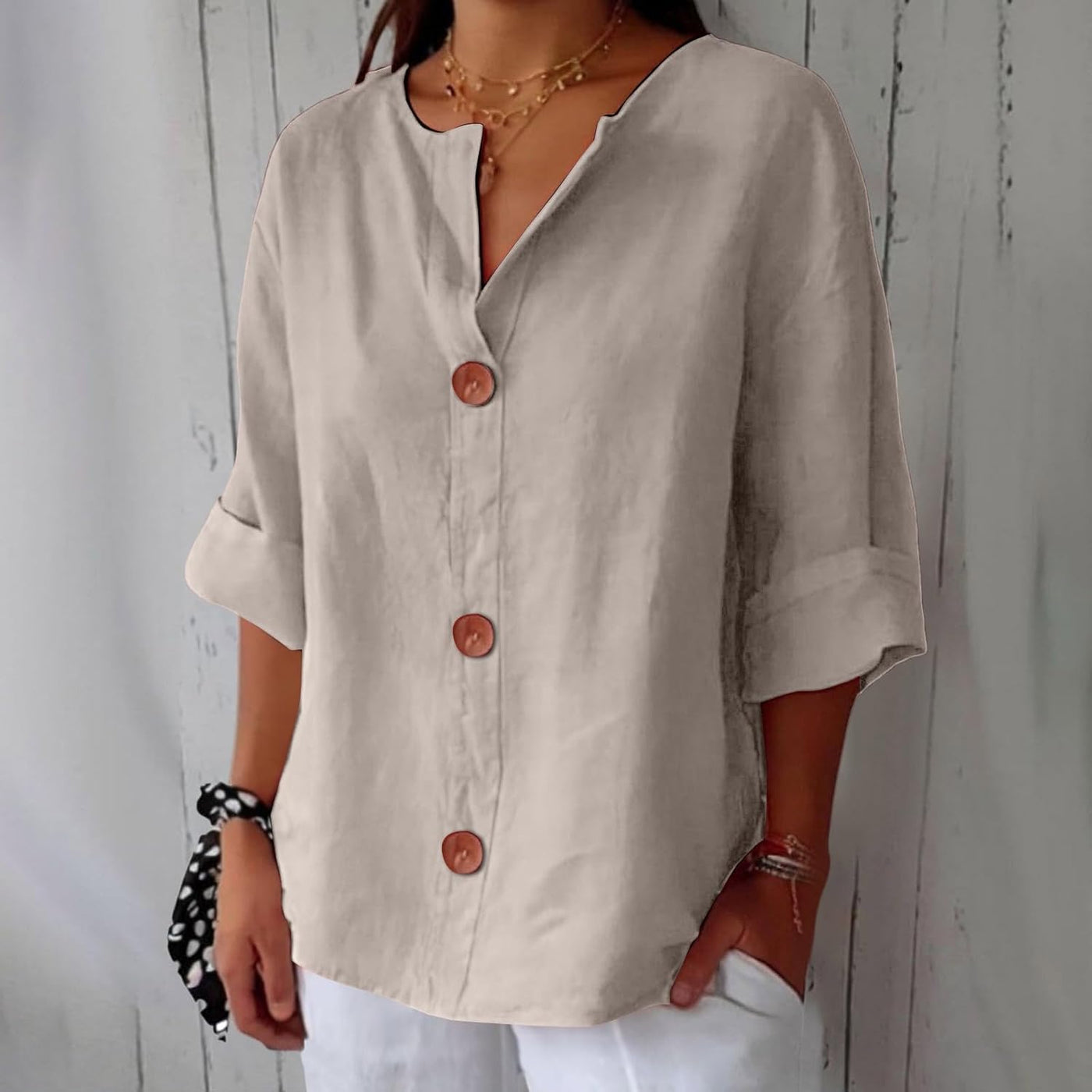 Noora™ | Relaxed linen blouse for timeless elegance