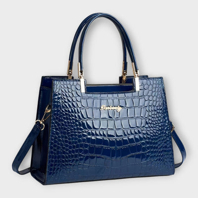 Claire™ | Glossy Crocodile Leather Handbag