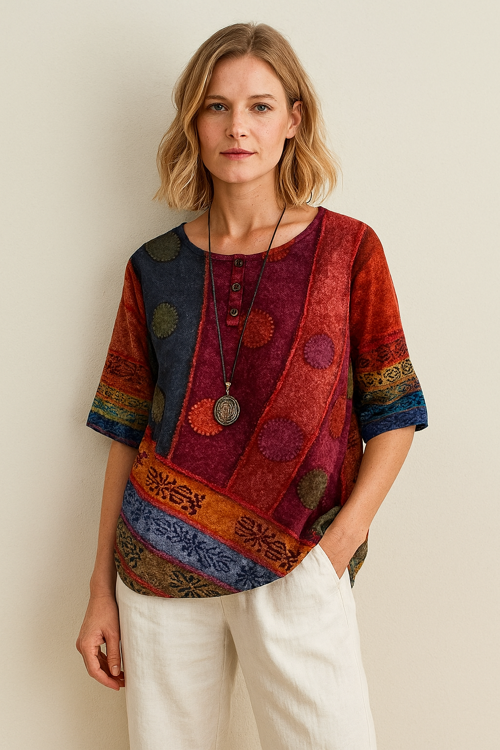 Noora™ | Maggie – Soft Top with Artistic Print