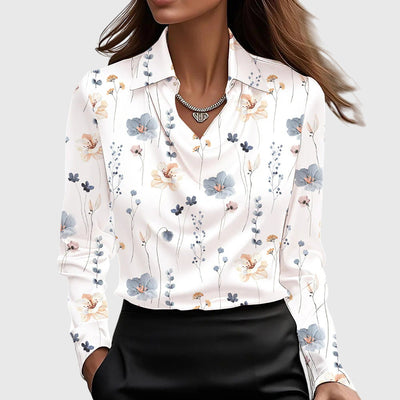 SYLVIA – Blouse with Luxurious Shine and Pleated Collar