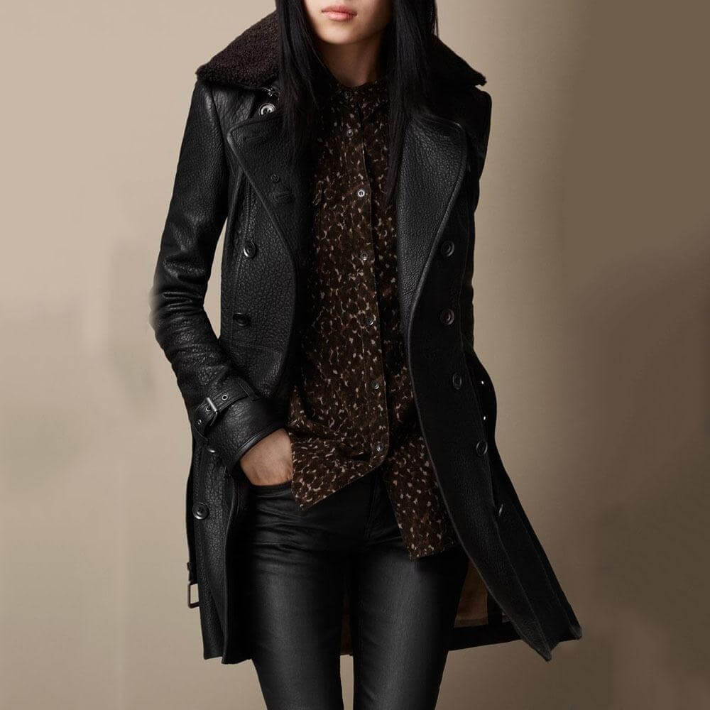 Mariella™ | Elegant Black Leather Coat