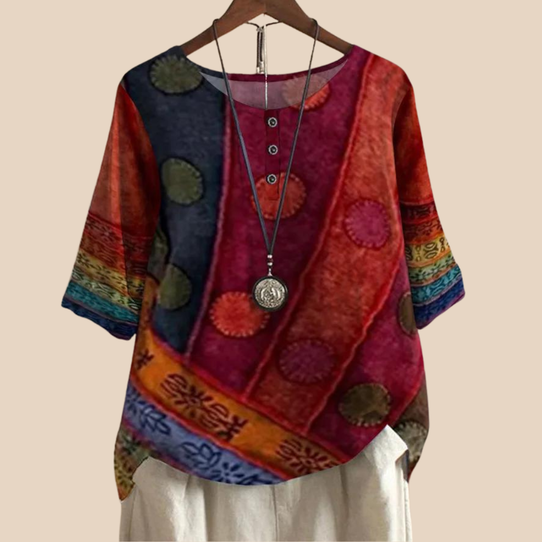 Noora™ | Maggie – Soft Top with Artistic Print
