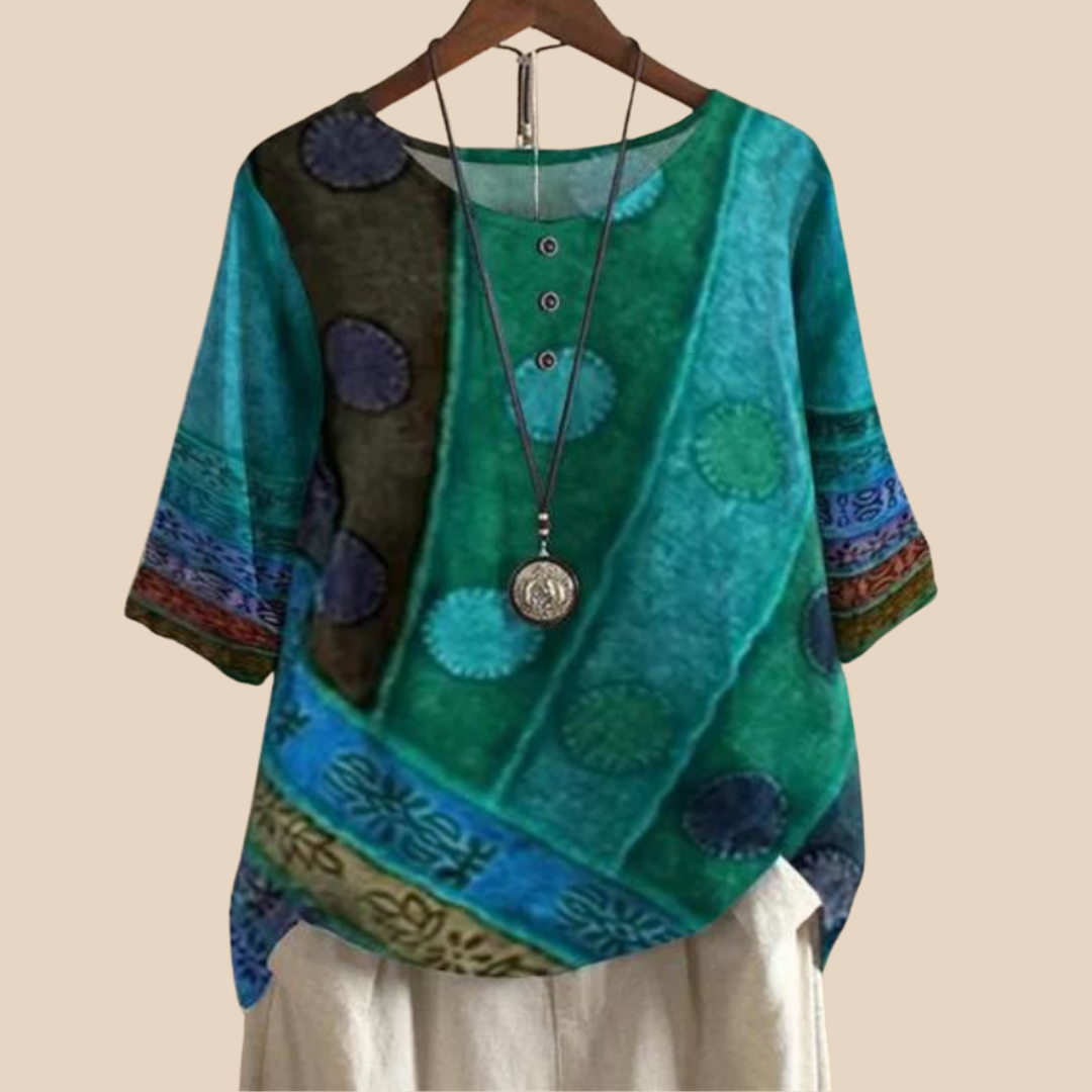 Noora™ | Maggie – Soft Top with Artistic Print
