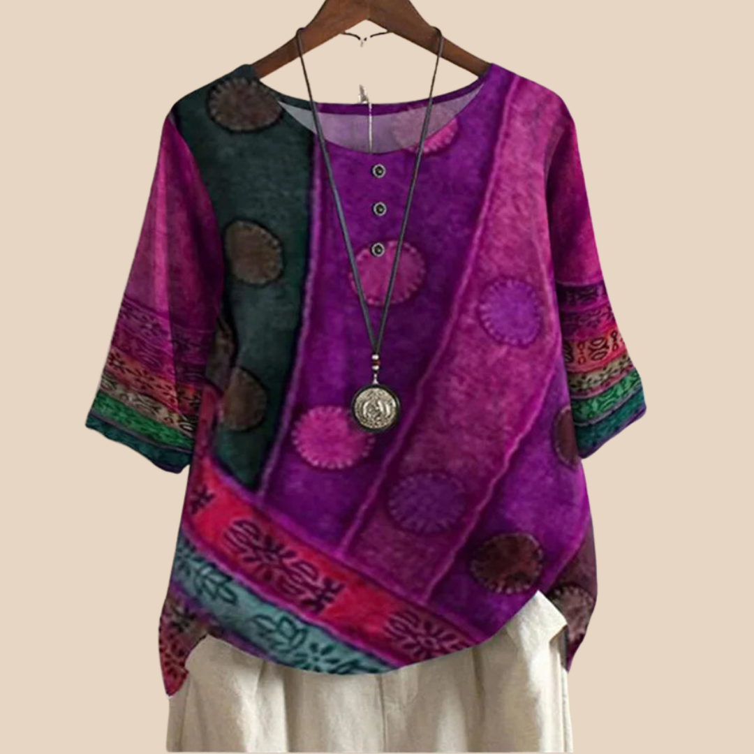 Noora™ | Maggie – Soft Top with Artistic Print