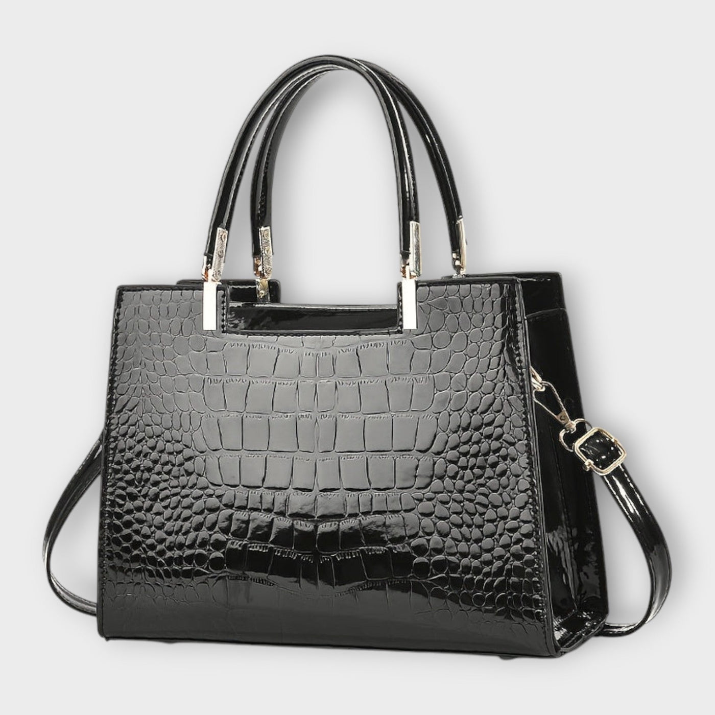 Claire™ | Glossy Crocodile Leather Handbag