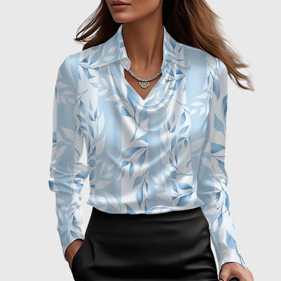 SYLVIA – Blouse with Luxurious Shine and Pleated Collar