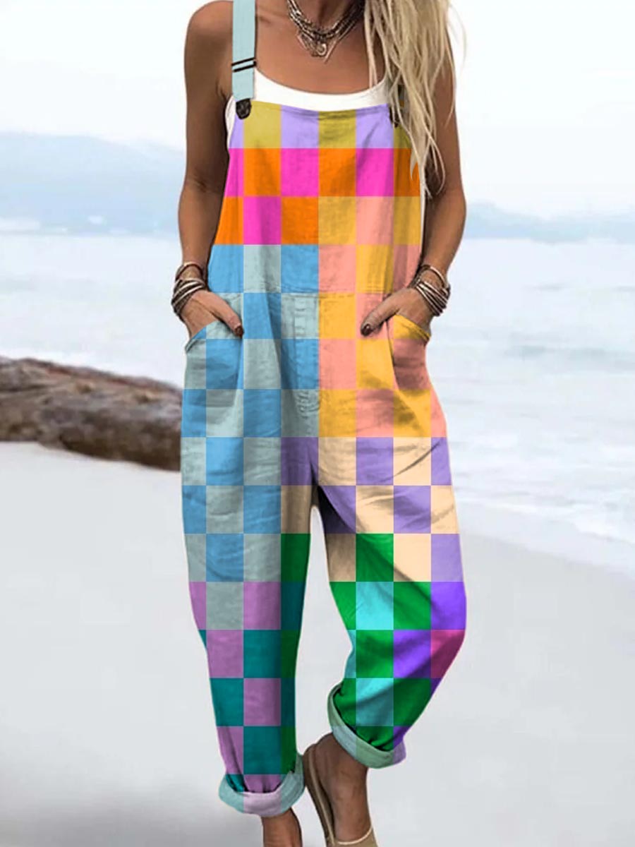 Selma | Rainbow Check Jumpsuit