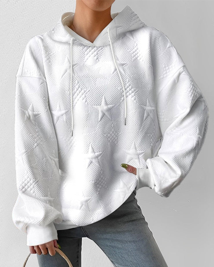 Chloe™ | Women’s Embossed Star Hoodie with Long Sleeves