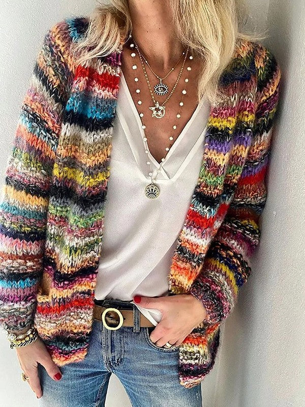 Colourful Knit Cardigan | Stripes