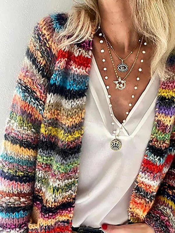 Colourful Knit Cardigan | Stripes