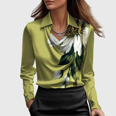 SYLVIA – Blouse with Luxurious Shine and Pleated Collar