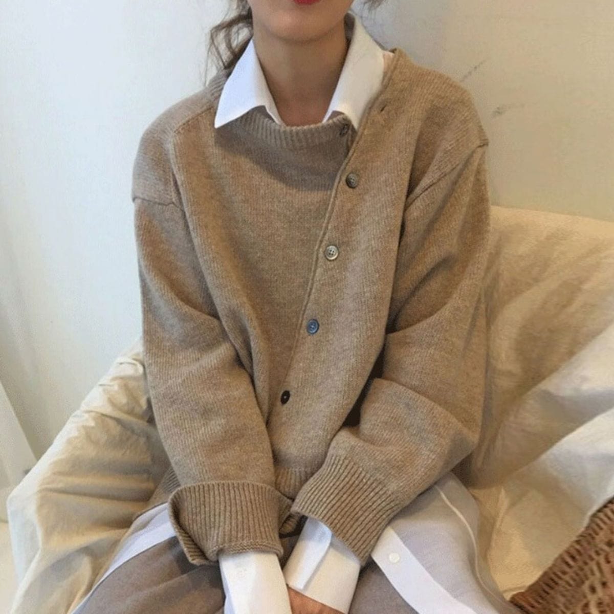 Asymmetrical Button Cardigan | Casual Fit