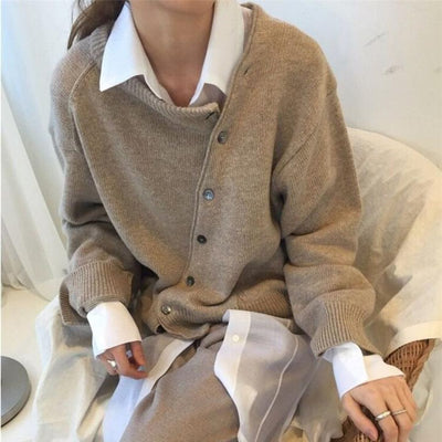 Asymmetrical Button Cardigan | Casual Fit
