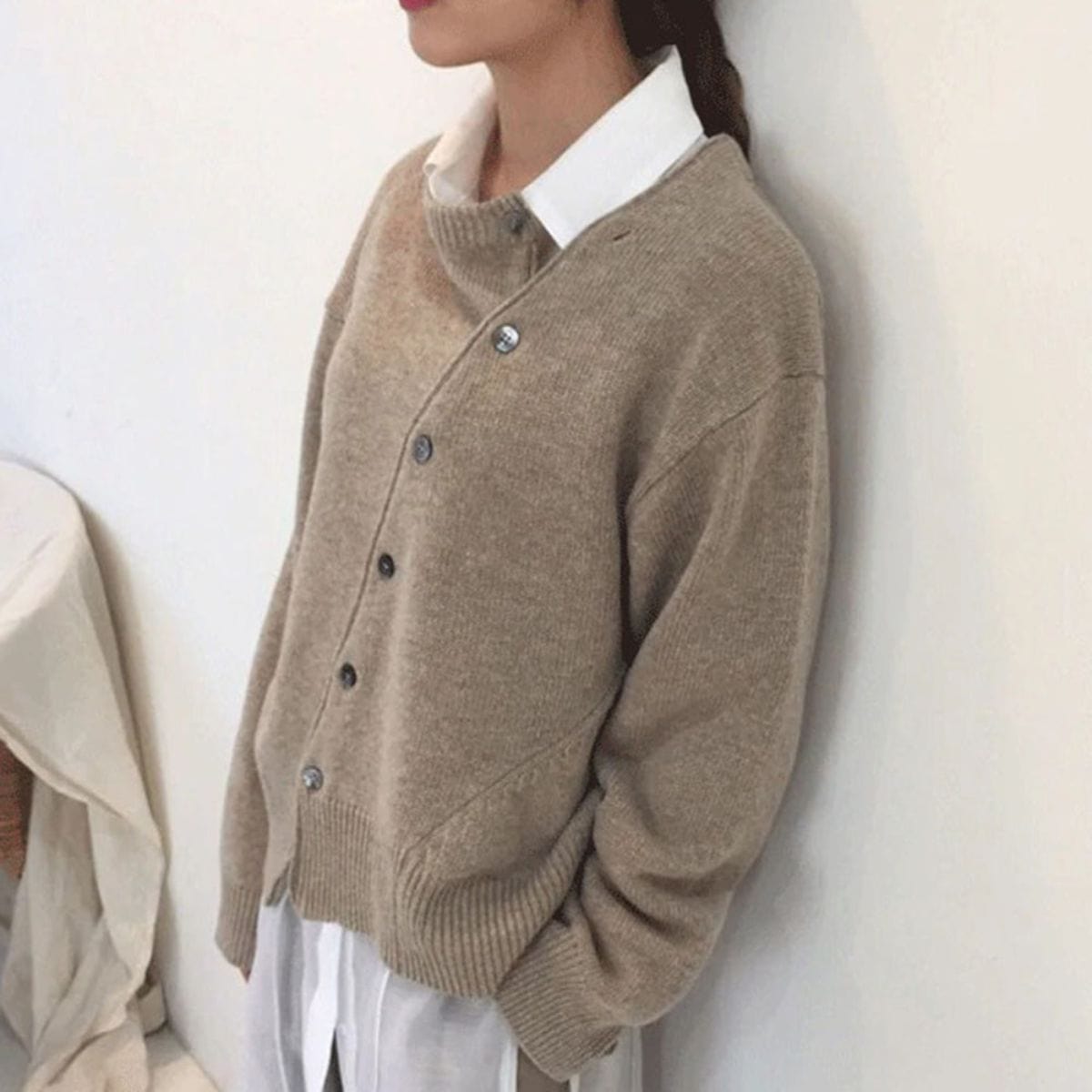 Asymmetrical Button Cardigan | Casual Fit