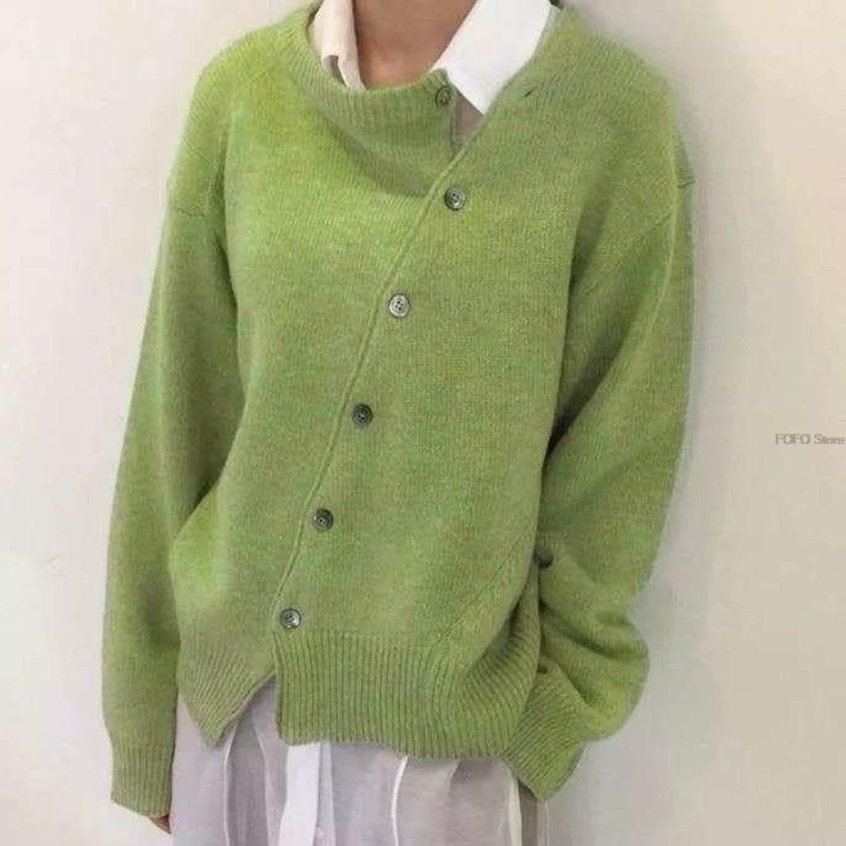 Asymmetrical Button Cardigan | Casual Fit