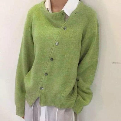 Asymmetrical Button Cardigan | Casual Fit